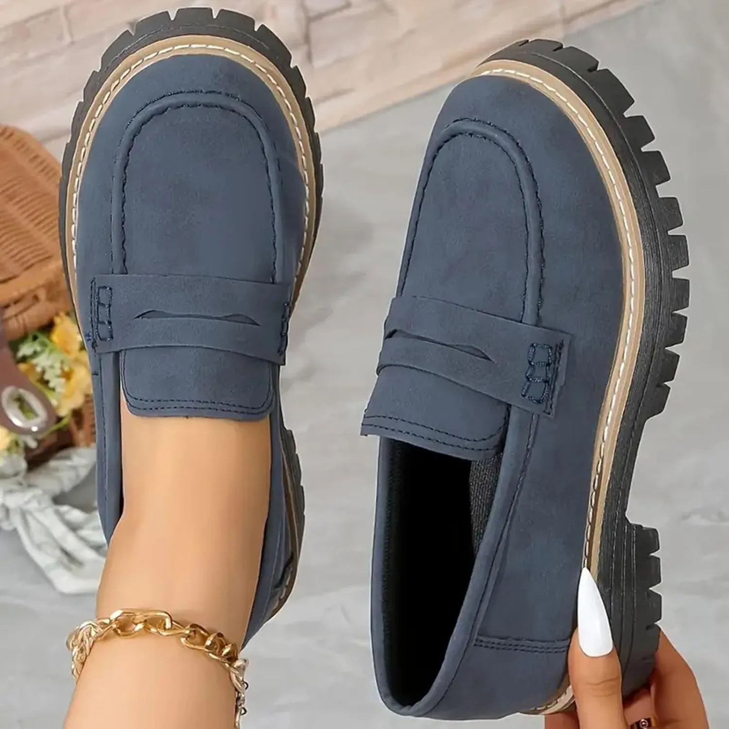 Women's Suede Penny Loafer Comfort Driving Moccasins Casual Slip-Ons Loafer Flats Fashion Women Business Work Shoes