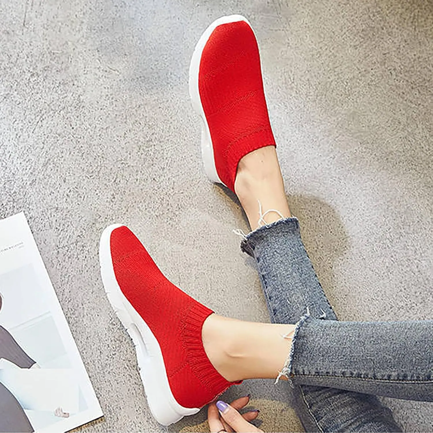 Womens Tennis Shoes Casual Women Shoes Casual Platform Sneakers Slip On Sneakers Walking Tennis Shoe Waterproof Tennis Shoe Loafers Casual Slip On