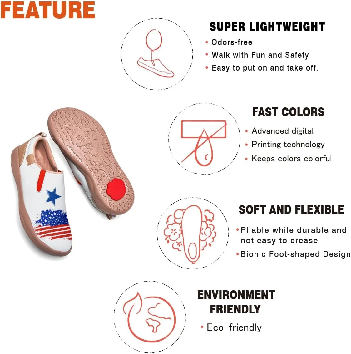 Women's Travel Shoes American Flag Art Sneaker Painted Canvas Slip-Ons Ladies Loafers