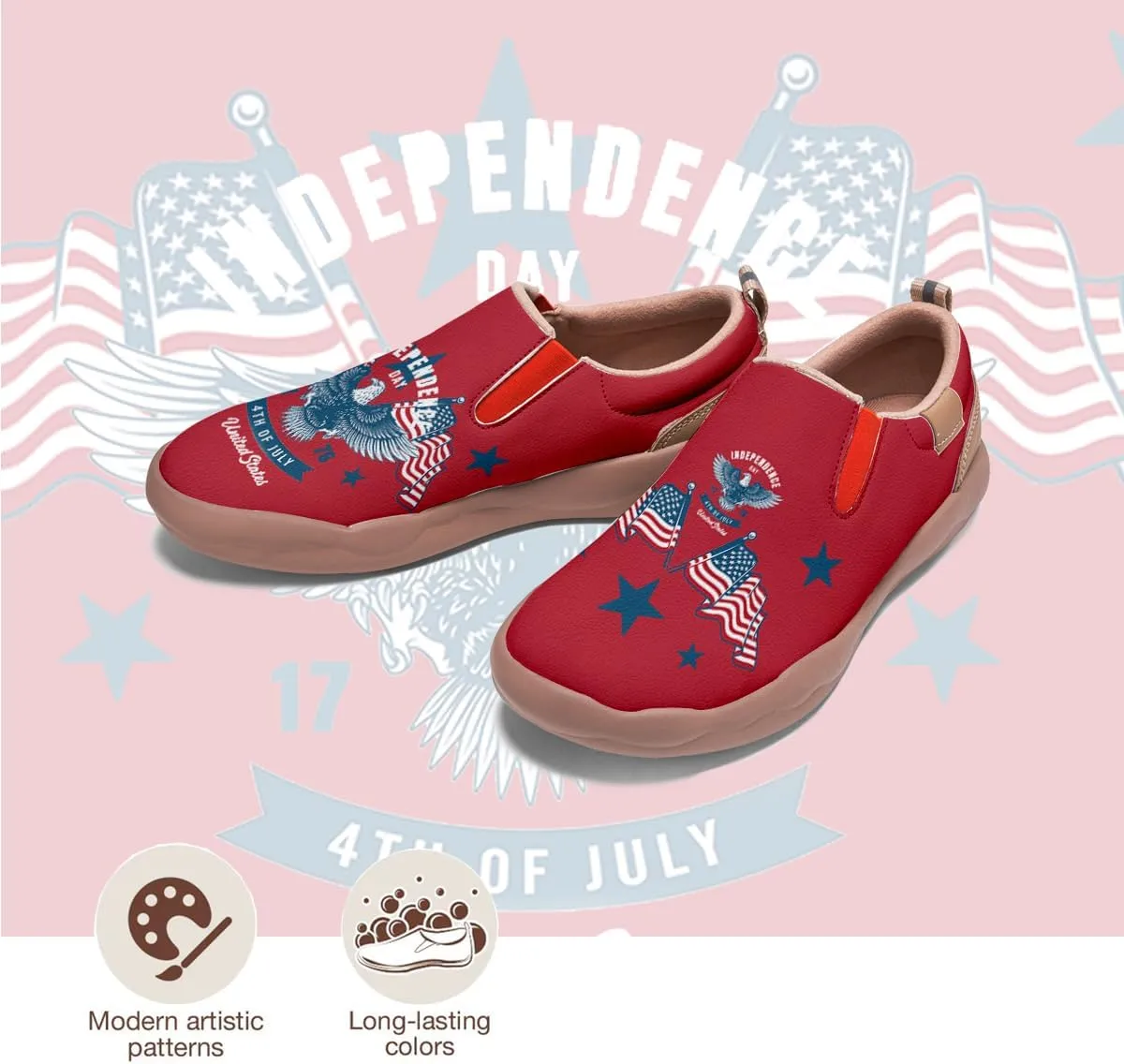 Women's Travel Shoes American Flag Art Sneaker Painted Canvas Slip-Ons Ladies Loafers