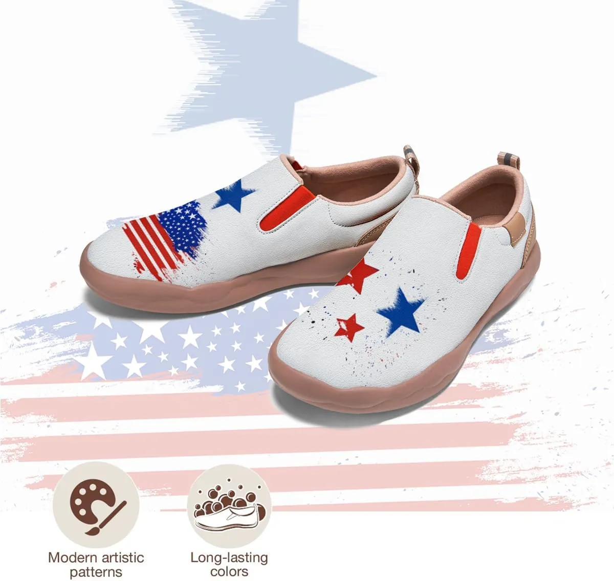 Women's Travel Shoes American Flag Art Sneaker Painted Canvas Slip-Ons Ladies Loafers