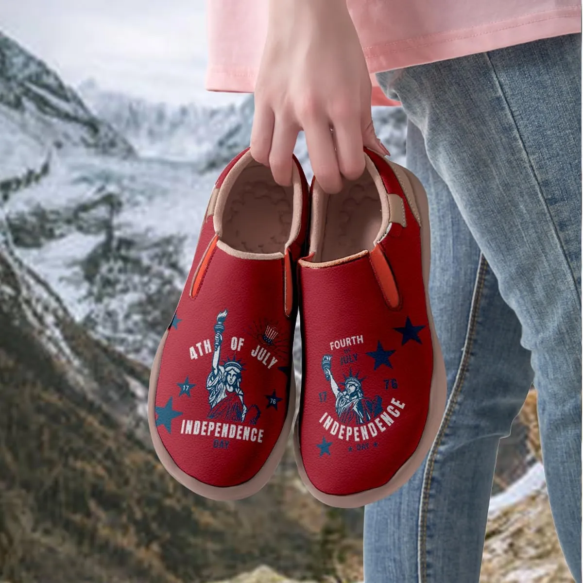 Women's Travel Shoes American Flag Art Sneaker Painted Canvas Slip-Ons Ladies Loafers