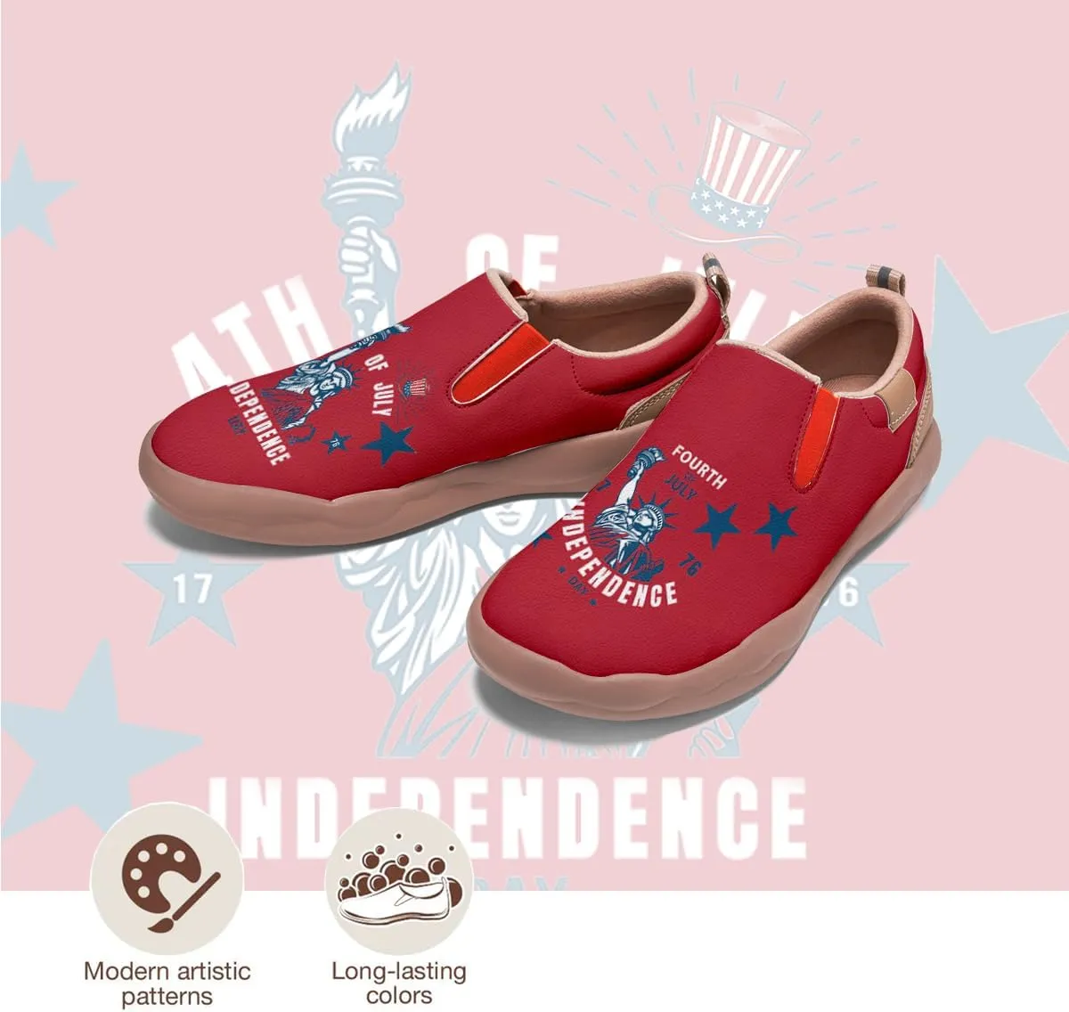 Women's Travel Shoes American Flag Art Sneaker Painted Canvas Slip-Ons Ladies Loafers
