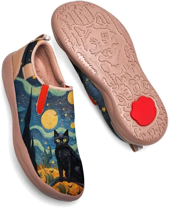 Women's Walking Casual Loafers Halloween Art Painted Travel Shoes Slip On Light Comfort Sneakers