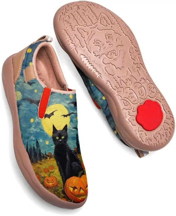 Women's Walking Casual Loafers Halloween Art Painted Travel Shoes Slip On Light Comfort Sneakers