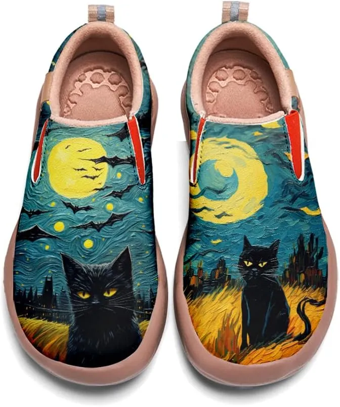 Women's Walking Casual Loafers Halloween Art Painted Travel Shoes Slip On Light Comfort Sneakers