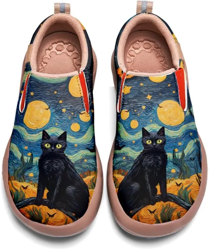 Women's Walking Casual Loafers Halloween Art Painted Travel Shoes Slip On Light Comfort Sneakers