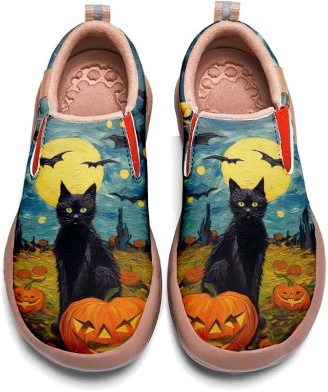Women's Walking Casual Loafers Halloween Art Painted Travel Shoes Slip On Light Comfort Sneakers