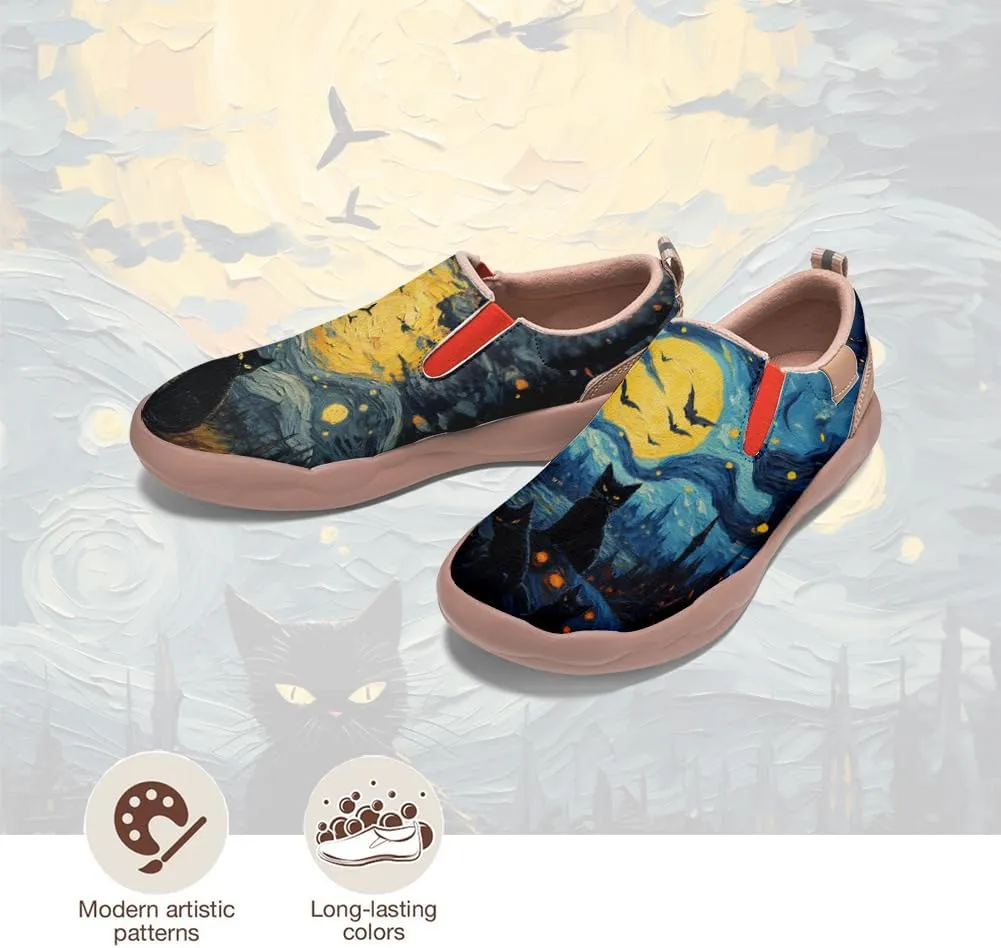 Women's Walking Casual Loafers Halloween Art Painted Travel Shoes Slip On Light Comfort Sneakers