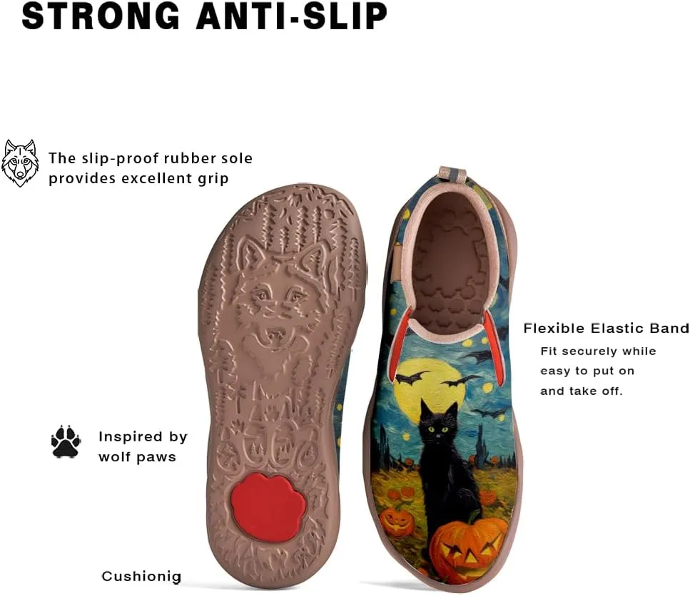 Women's Walking Casual Loafers Halloween Art Painted Travel Shoes Slip On Light Comfort Sneakers