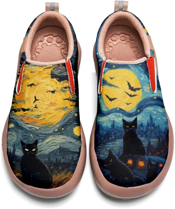 Women's Walking Casual Loafers Halloween Art Painted Travel Shoes Slip On Light Comfort Sneakers
