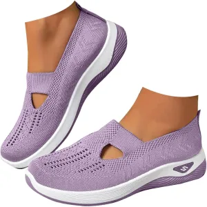 Women's Woven Orthopedic Breathable Soft Sole Shoes, 2024 Women's Comfort Sneakers Slip on Go Walking Diabetic Foam Shoes