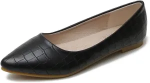 ZTWUTANG Stunner Women's Cute Pointed Toe Flat Ballet Shoes Comfortable Dress Shoes Black 42(9) E Black